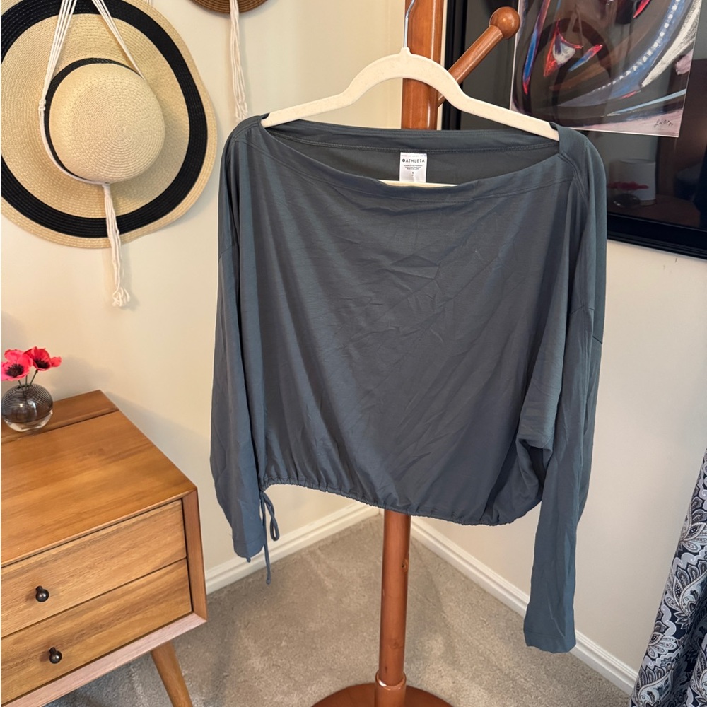 Athleta inky teal boatneck tee size small